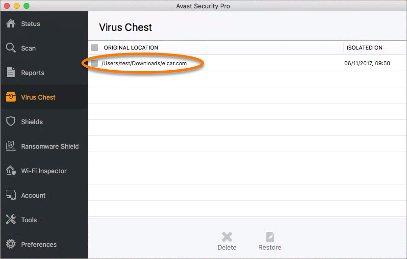 delete things in chest avast mac security